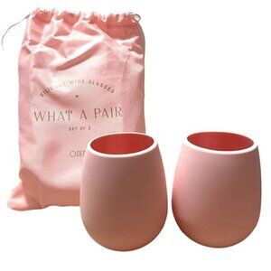 2x Pink Odeme Silicone Wine Glasses #2303